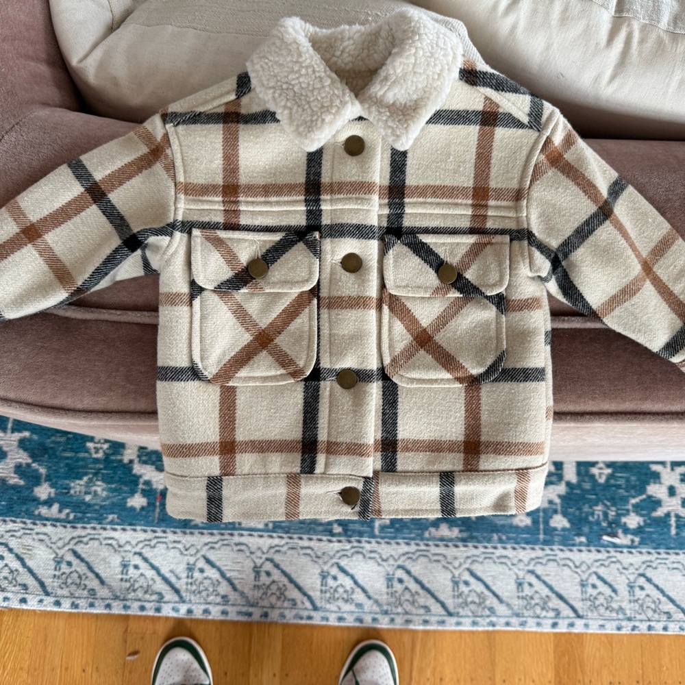 Rylee + Cru Julien Jacket in natural plaid 12-18m